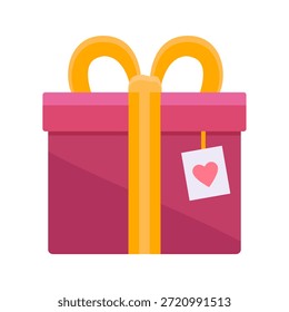 Vibrant Pink Gift Box With Orange Ribbon And Heart Tag For Celebrations