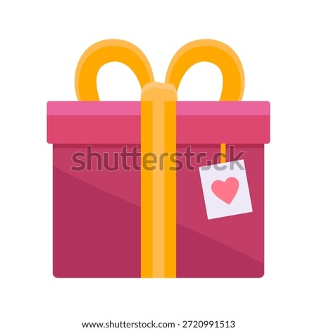 Vibrant Pink Gift Box With Orange Ribbon And Heart Tag For Celebrations