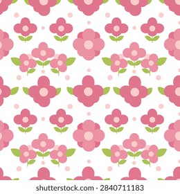 Vibrant pink and green floral pattern with overlapping petals and leaves