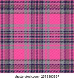 Vibrant pink and grey plaid pattern. Perfect for fashion, textile, and web design projects. This bold, seamless texture offers a modern twist on classic plaid, adding energy and style to any design.