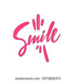 A vibrant pink illustration depicting the joyful word Smile, which is perfect for creating uplifting content