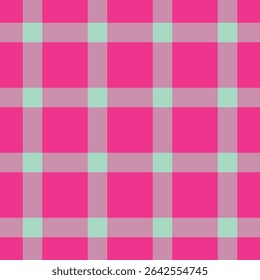 Vibrant pink and mint plaid pattern.  Perfect for textiles, websites, or branding projects. This cheerful, playful design evokes feelings of joy and energy.