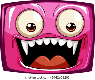 Vibrant pink monster with a big smile