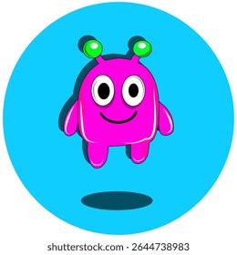 Personagem de monstro rosa vibrante com um comportamento divertido, ideal para projetos bonitos, aplicativos e produtos para crianças.