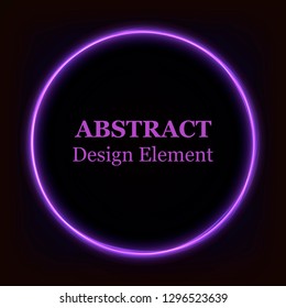 Vibrant pink neon glowing circle. Colorful round frame. Abstract bright ring. Shine vector stroke illustration for your design, banner, ad.