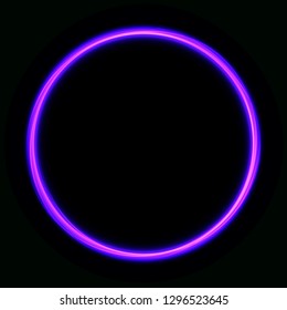 Vibrant pink neon glowing circle. Colorful round frame. Abstract bright ring. Shine vector stroke illustration for your design, banner, ad.
