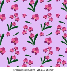 Orquídeas rosadas vibrantes sobre un fondo púrpura