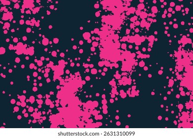 Vibrant pink paint splatters and dots on a dark background. Abstract, energetic grunge texture ideal for modern designs, overlays, or artistic backdrops.