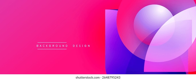Vibrant pink purple gradient background. Overlapping circles create modern abstract design. Text reads background design.