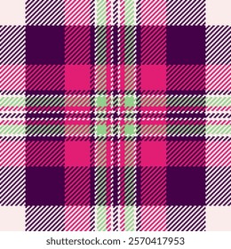 Vibrant pink, purple  green plaid pattern.  Perfect for textile design, fashion, website backgrounds, or any project needing a bold geometric texture.  High-resolution seamless repeat.