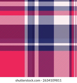 Vibrant pink, purple, and navy plaid pattern.  Perfect for textile design, fashion, or website backgrounds.  This bold, stylish design evokes feelings of energy and sophistication.