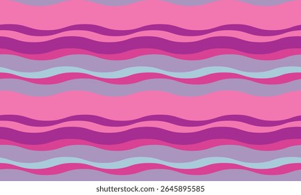 Vibrant pink and purple wavy stripes background.  Perfect for websites, social media, textiles, and packaging.  This cheerful, retroinspired pattern evokes feelings of energy and optimism.