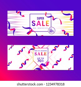 Vibrant pink sale sign vector set