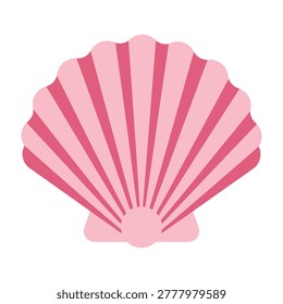 Vibrant pink seashell on white background, ocean-inspired object, beachy vibe, decorative element