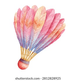 Vibrant pink shuttlecock with feathers