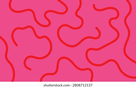 Vibrant pink squiggly lines on a bright red background pattern design . Vector Illustration . EPS 10 .	

