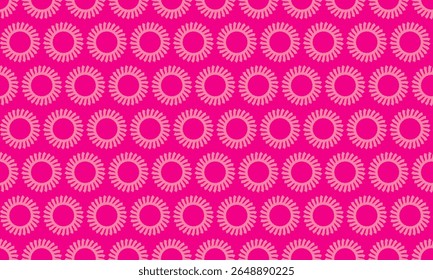 Vibrant pink sunburst pattern.  Perfect for textiles, website backgrounds, or playful branding. This graphic design features a repeating geometric motif, offering a cheerful and energetic aesthetic.