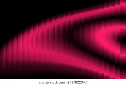 Padrão vibrante rosa girando em um fundo preto com efeitos de gradiente e elementos de design digital criando um abstrato visual dinâmico