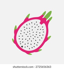 Lebendige rosa-weiße Drachenfrucht halbiert, die exotische tropische Produkte mit einem erfrischenden Reiz zeigt
