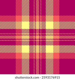 Vibrant pink and yellow plaid pattern. Perfect for textile design, website backgrounds, or fashion projects.  This cheerful, geometric design evokes feelings of warmth and energy.