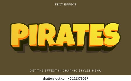 A vibrant pirate themed text design with bold, yellow, 3D typography, providing a playful and adventurous aesthetic well suited for various graphic design projects