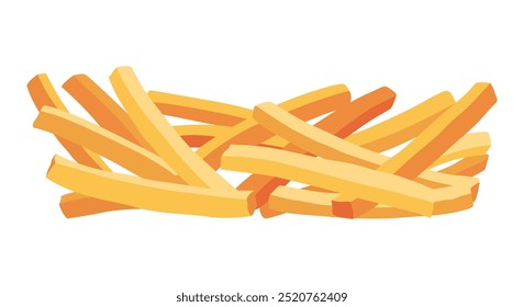 Vibrant pixel art of delicious french fries on a white background