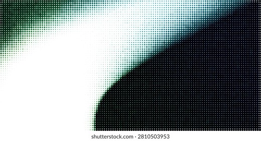 Vibrant pixelated geometric design featuring a diagonal split with colorful dots and abstract shapes