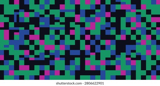 Vibrant pixelated pattern of colorful squares fills the entire scene