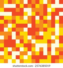 Vibrant Pixelated Pattern of Orange and Yellow Squares