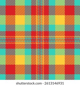 Vibrant, pixelated tartan pattern. Ideal for backgrounds, textiles, or digital designs. Evokes warmth, comfort, and retro style. Great for adding visual texture.