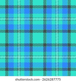Vibrant plaid pattern in cool blue and turquoise hues. Retro, classic, and modern. Versatile for backgrounds, textures, or creative projects. Perfect for design accents.