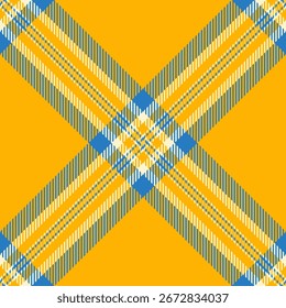 Padrão de xadrez vibrante com faixas de cruzamento. O preto amarelo, azul e branco cria um design impressionante, moderno e versátil. Adequado para têxteis, fundos ou embalagens.
