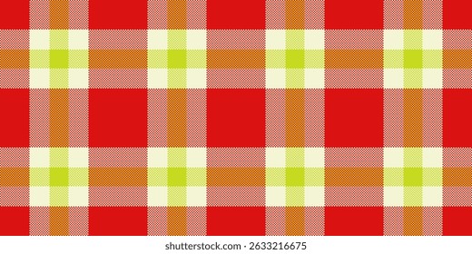 Vibrant plaid pattern featuring bold red, pale yellow, and subtle tones. Seamless tile for backgrounds, textiles, and creative design projects. Versatile and eyecatching