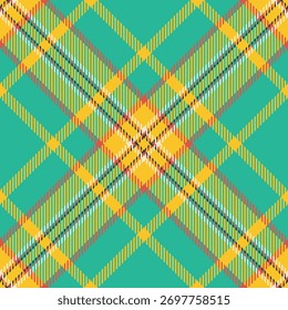 Padrão vibrante xadrez com linhas de interseção de acentos amarelos, azuis e sutis. Clássico, mas moderno. Ideal para têxteis, fundos e projetos de design gráfico.