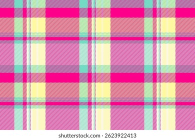 Patrón de cuadros vibrantes con tonos rosados, amarillos y aguamarina. Ideal para textiles, fondos o proyectos de diseño que necesiten una textura colorida y llamativa.
