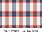 Vibrant plaid pattern with intersecting lines of red, blue, and yellow on a light background. Ideal for backgrounds, textiles, or design elements.
