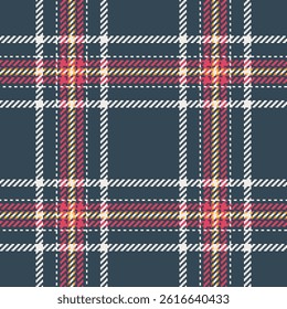Vibrant plaid pattern in navy, white, red, and yellow.  Perfect for textile design, fashion, or autumnal themed projects.