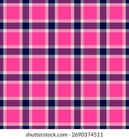 Patrón de cuadros vibrantes en rosa, púrpura y azul marino. Diseño textil perfecto para fondos, moda o proyectos gráficos. Crea una sensación clásica y moderna.