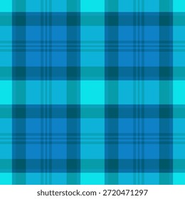 Patrón de cuadros vibrantes en tonos de azul y turquesa. Un diseño fresco y relajante perfecto para fondos, textiles o proyectos de diseño digital que requieren un toque moderno.