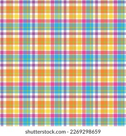Vibrant Plaid Seamless Pattern - Colorful and bright repeating pattern design