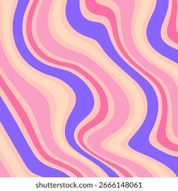 Um fundo abstrato vibrante e brincalhão com um padrão groovy, psicodélico de linhas onduladas fluindo.