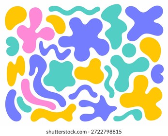 Um padrão abstrato vibrante e brincalhão com uma coleção de orgânicos.