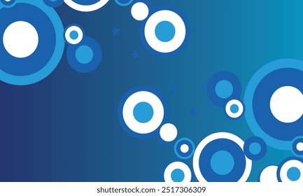 A vibrant and playful background featuring overlapping blue circles and stars. Perfect for vintage-inspired projects, children's designs, or any project that requires a fun and energetic aesthetic.