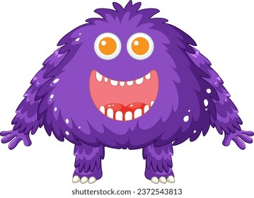 A vibrant and playful cartoon character with hairy purple features