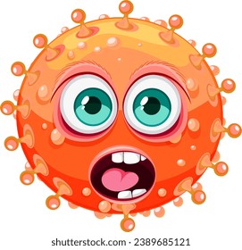 A vibrant and playful cartoon character representing an orange bacteria germ virus monster