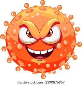 A vibrant and playful cartoon character representing an orange bacteria germ virus monster