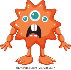 A vibrant and playful cartoon character with spiky hair and three eyes