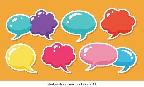 Vibrant and Playful Collection of Communication Bubbles in Diverse Shapes and Hues for Expressing Thoughts