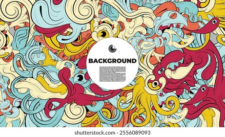 Vibrant and Playful Colorful Abstract Doodle Art Design for Posters, Covers, Flyers, Backgrounds, Prints, and Wall Decor, Perfect for Adding a Creative Touch to Any project