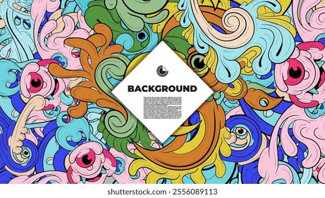 Vibrant and Playful Colorful Abstract Doodle Art Design for Posters, Covers, Flyers, Backgrounds, Prints, and Wall Decor, Perfect for Adding a Creative Touch to Any project